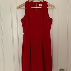 LOFT Pleated Red Cocktail Dress - Keyhole Back